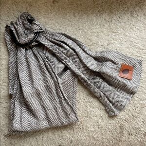 Geometric Patterned Scarf with Leather Patch